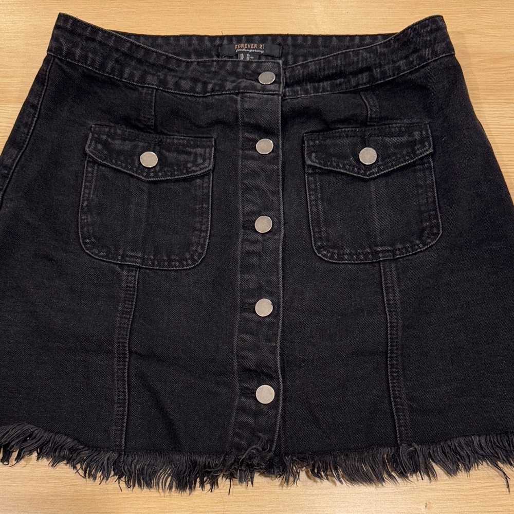 Forever 21 Black Button-Front Mini Skirt